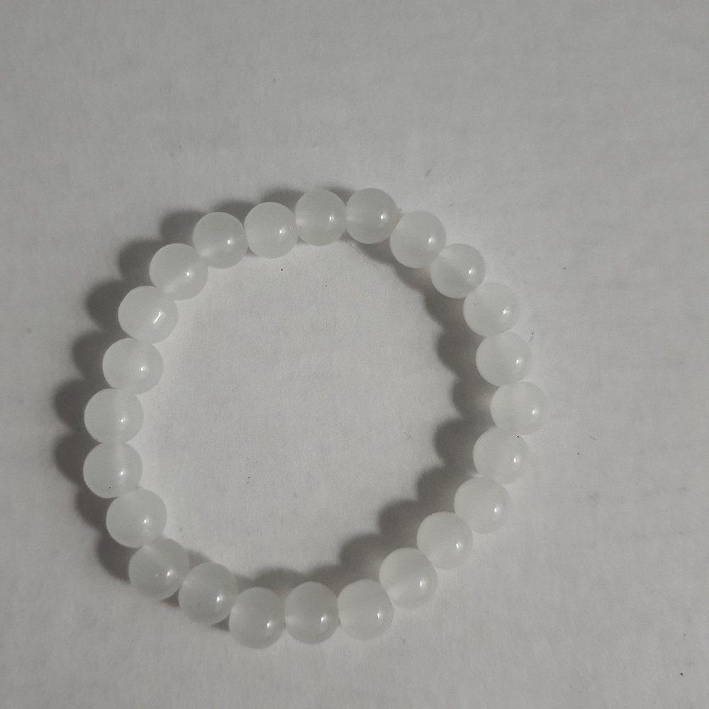 White Glass Bead Bracelet
